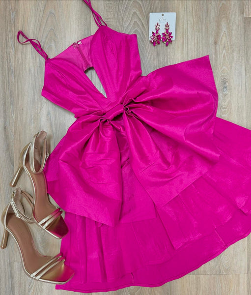 midi fuchsia organza dress Fuchsia Organza Dress Large