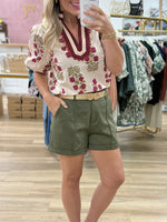 Bubble Sleeve Floral Top