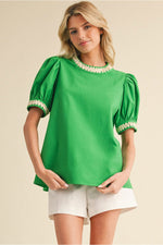 Green Puff Sleeve Top