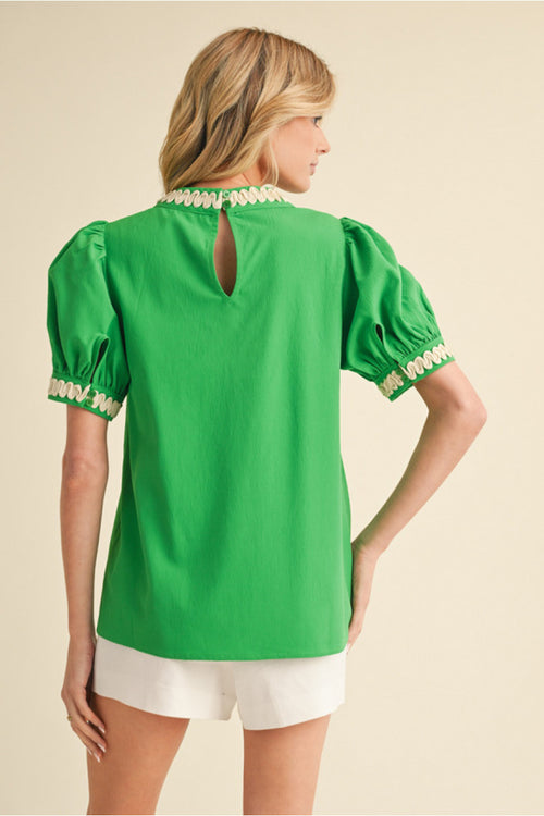Green Puff Sleeve Top