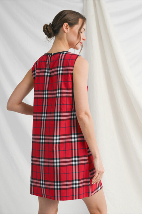 Red Plaid Shift Dress