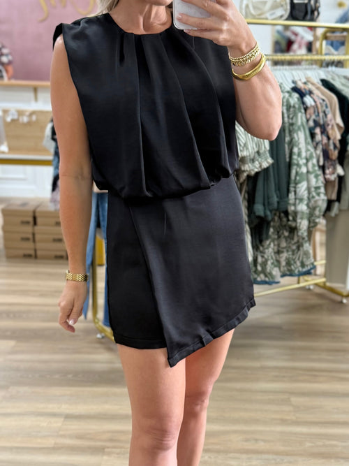 Black Satin Romper