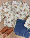 Cream Floral Quilted Jacket