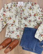 Cream Floral Quilted Jacket