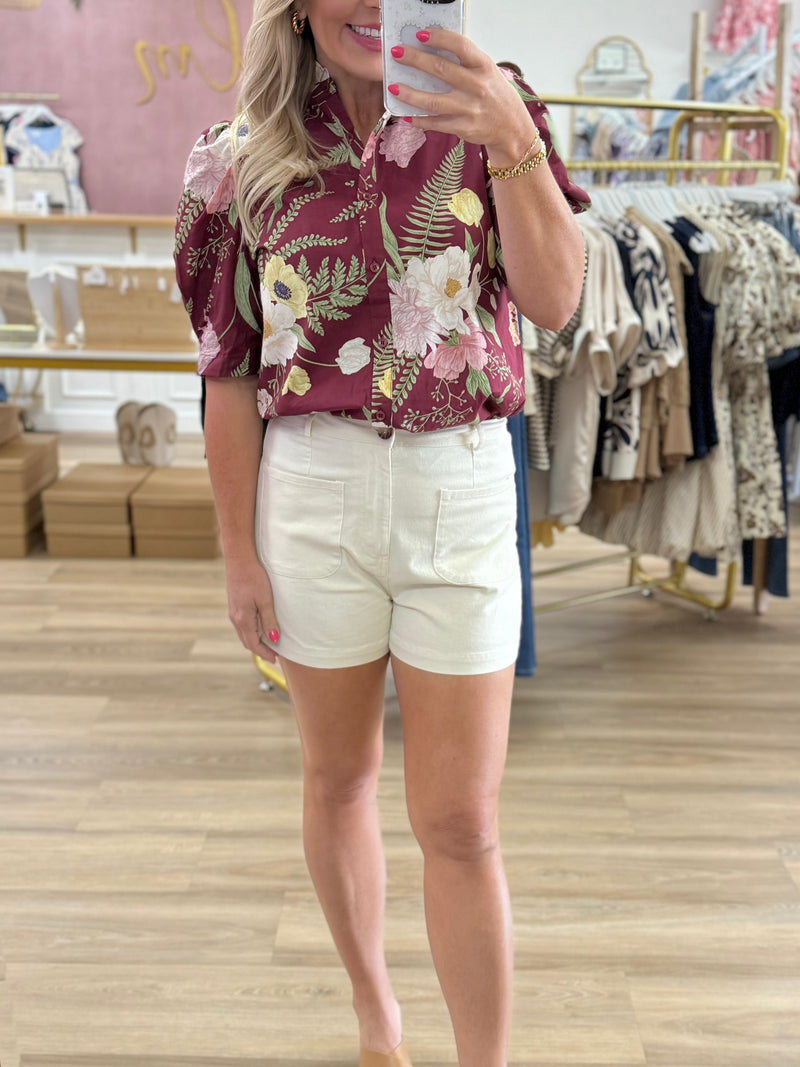 Merlot Floral Top
