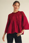 Burgundy Crochet Accent Top