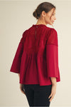 Burgundy Crochet Accent Top