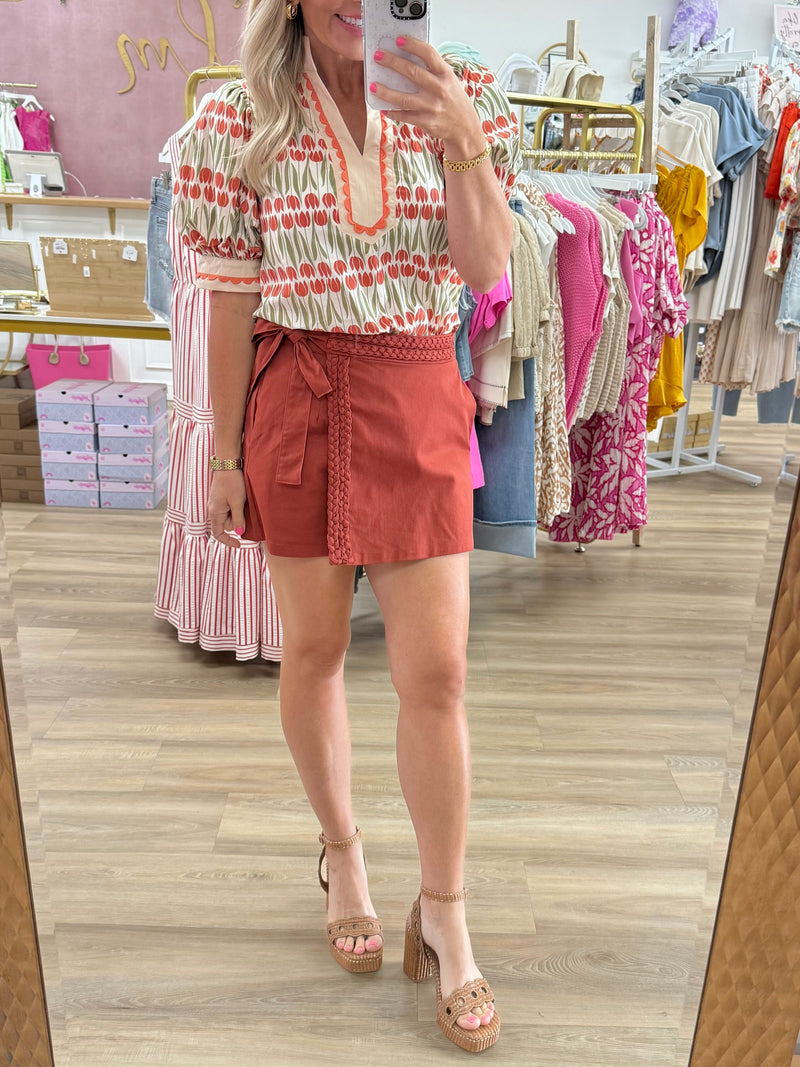 Floral Mock Neck Top