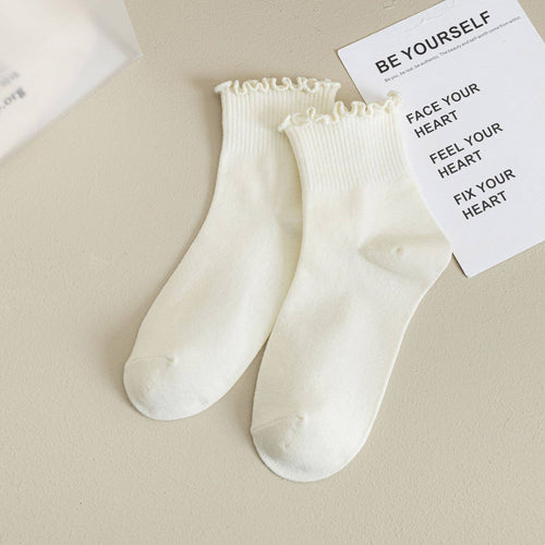 Ruffle Trim Crew Socks