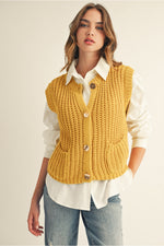 Mustard Gold Button Vest