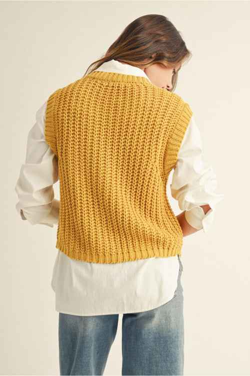 Mustard Gold Button Vest