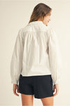 White Collared Button Front Top