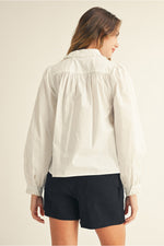 White Collared Button Front Top