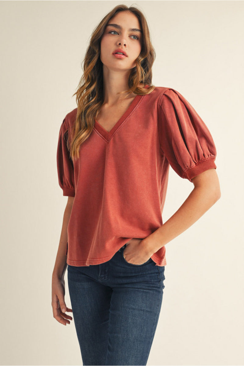 Short Sleeve V-Neck Top