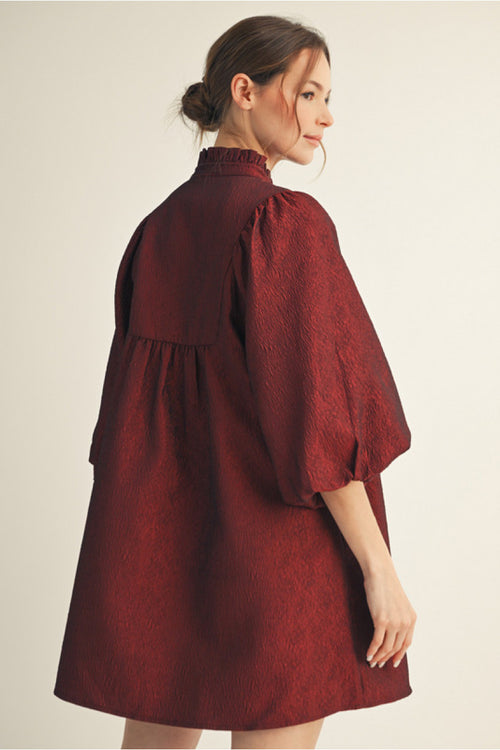 Burgundy 3/4 Sleeve Dress