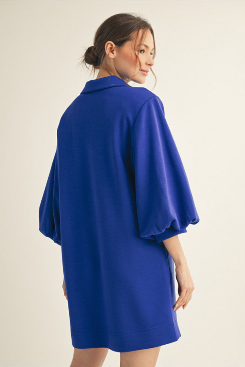 3/4 Sleeve Solid Dress