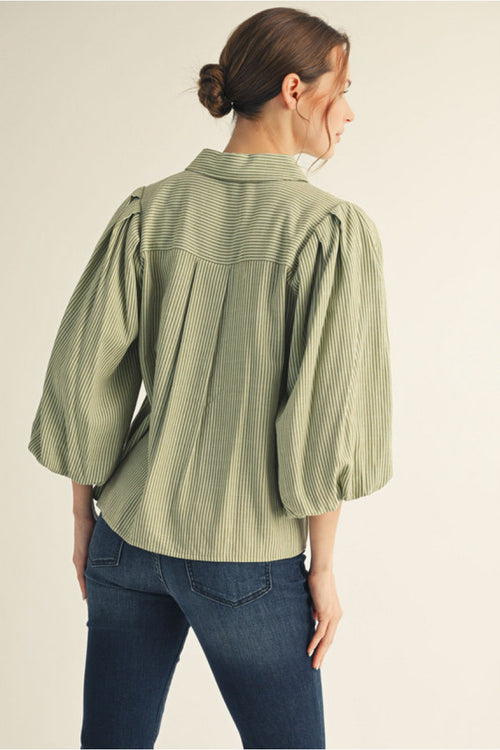 Striped Button Front Top
