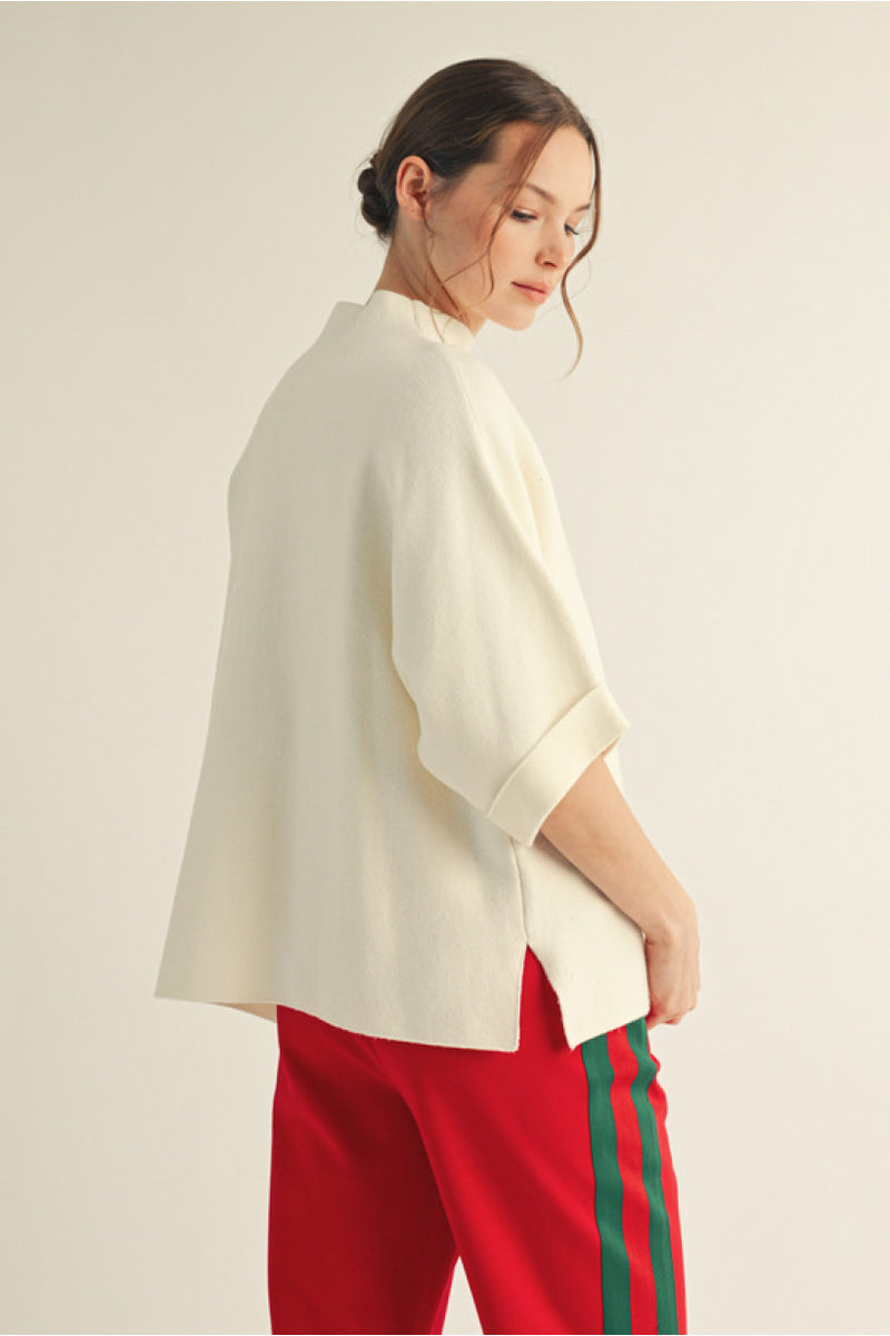 3/4 Sleeve Mock Neck Sweater