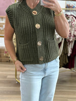 Olive Button Knit Vest