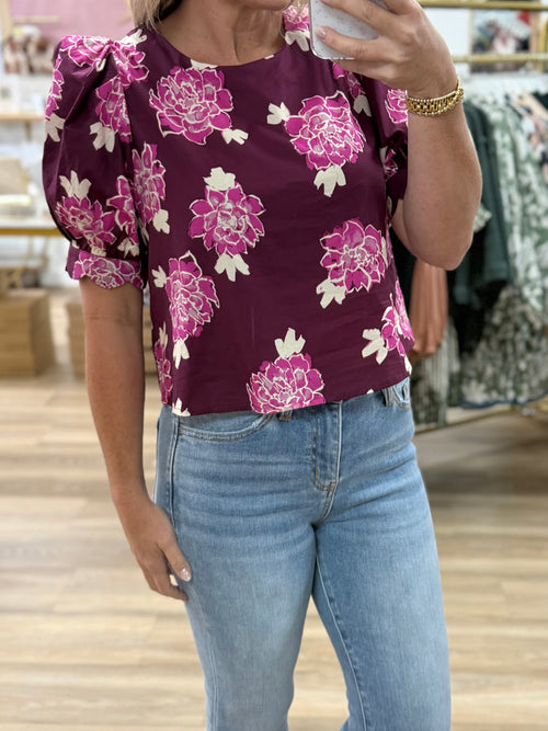 Wine/Mauve Printed Top