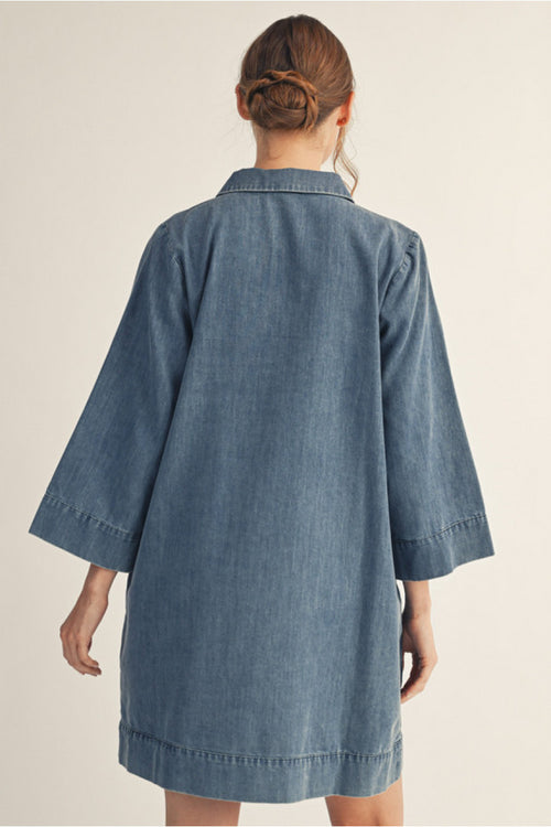 3/4 Sleeve Denim Dress