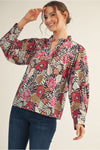 Black Floral Long Sleeve Blouse