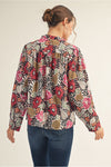 Black Floral Long Sleeve Blouse