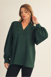 Hunter Green Balloon Sleeve Top