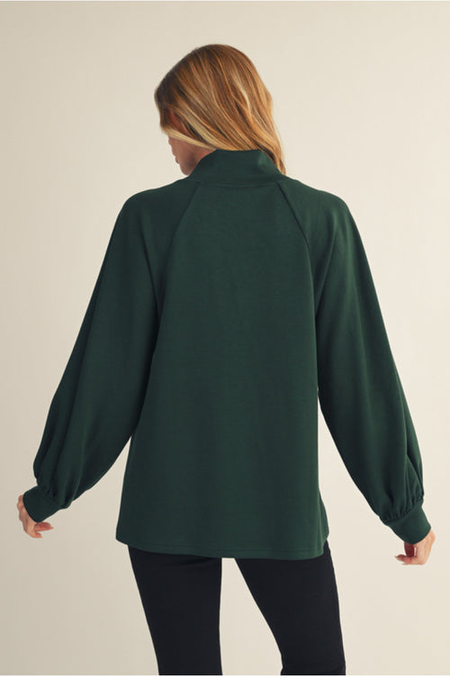 Hunter Green Balloon Sleeve Top