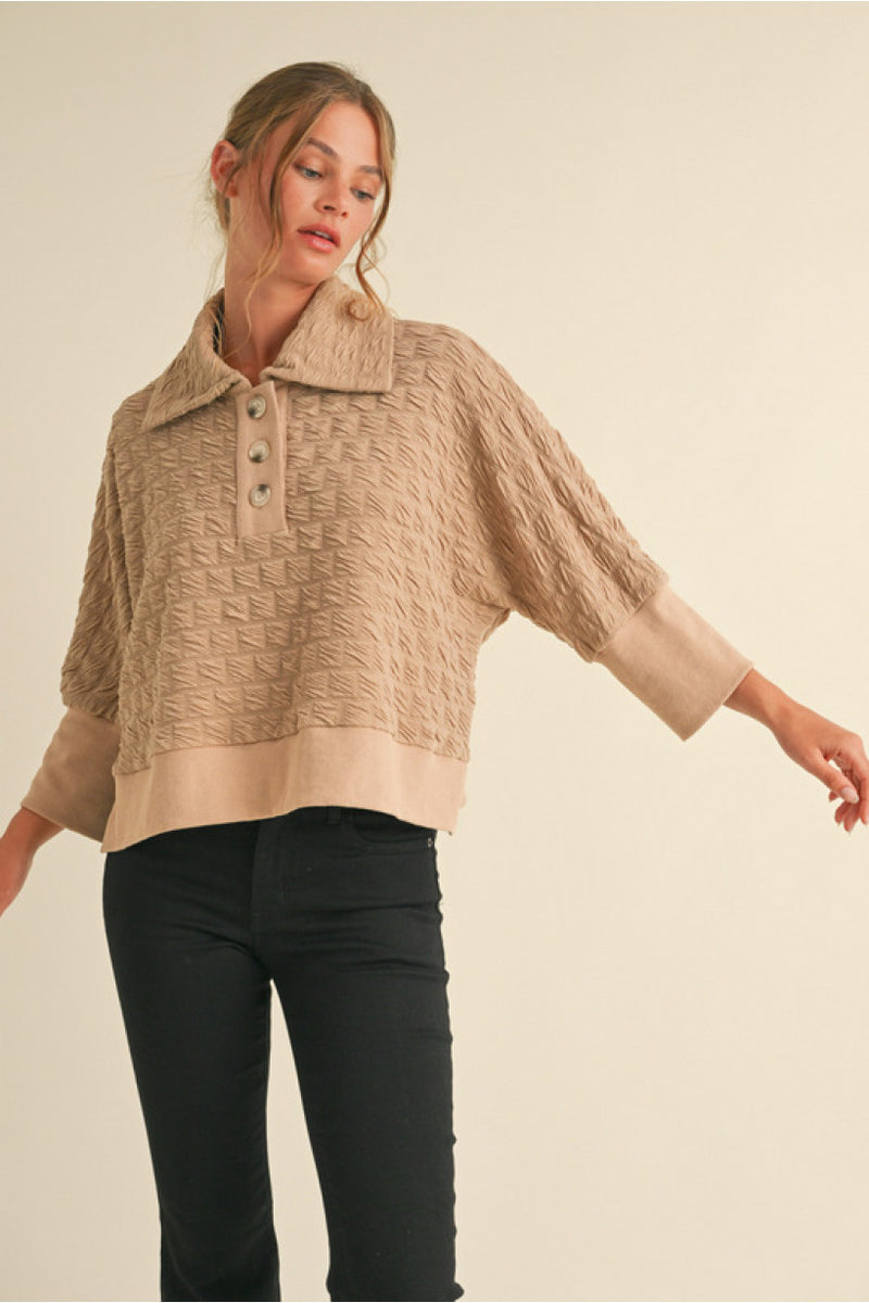 Taupe 3/4 Sleeve Top