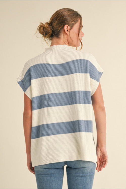 Denim/White Sweater Top