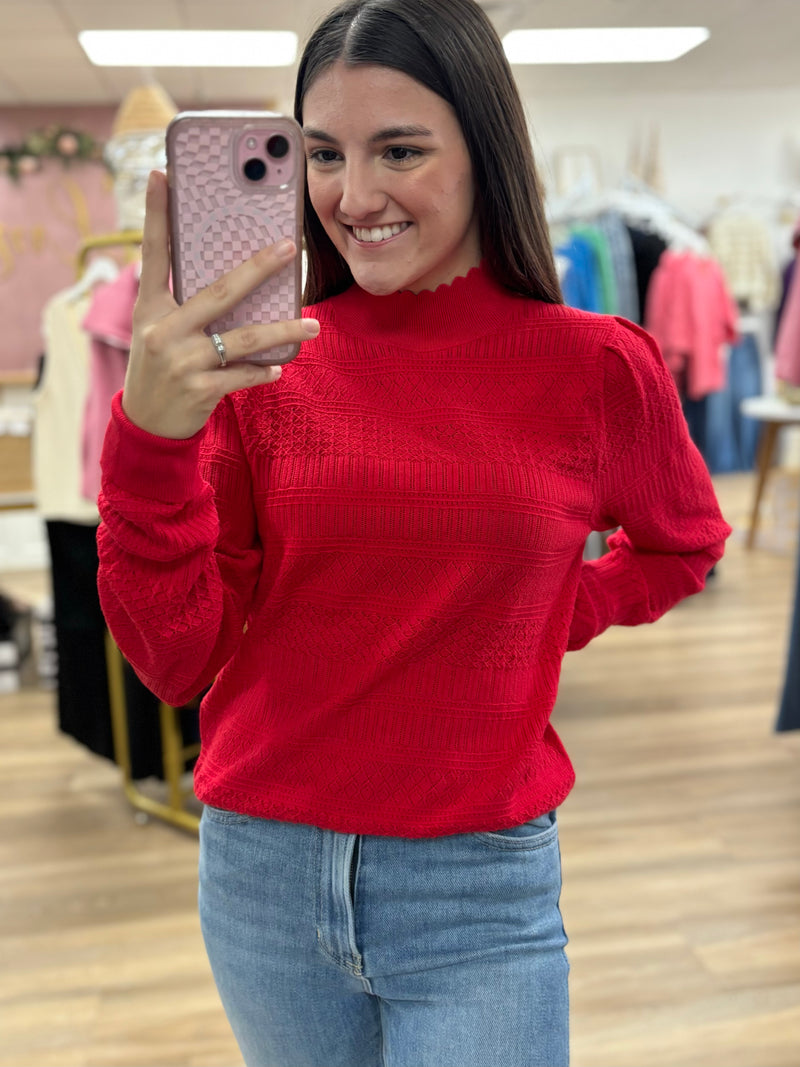 Red Mock Neck Sweater