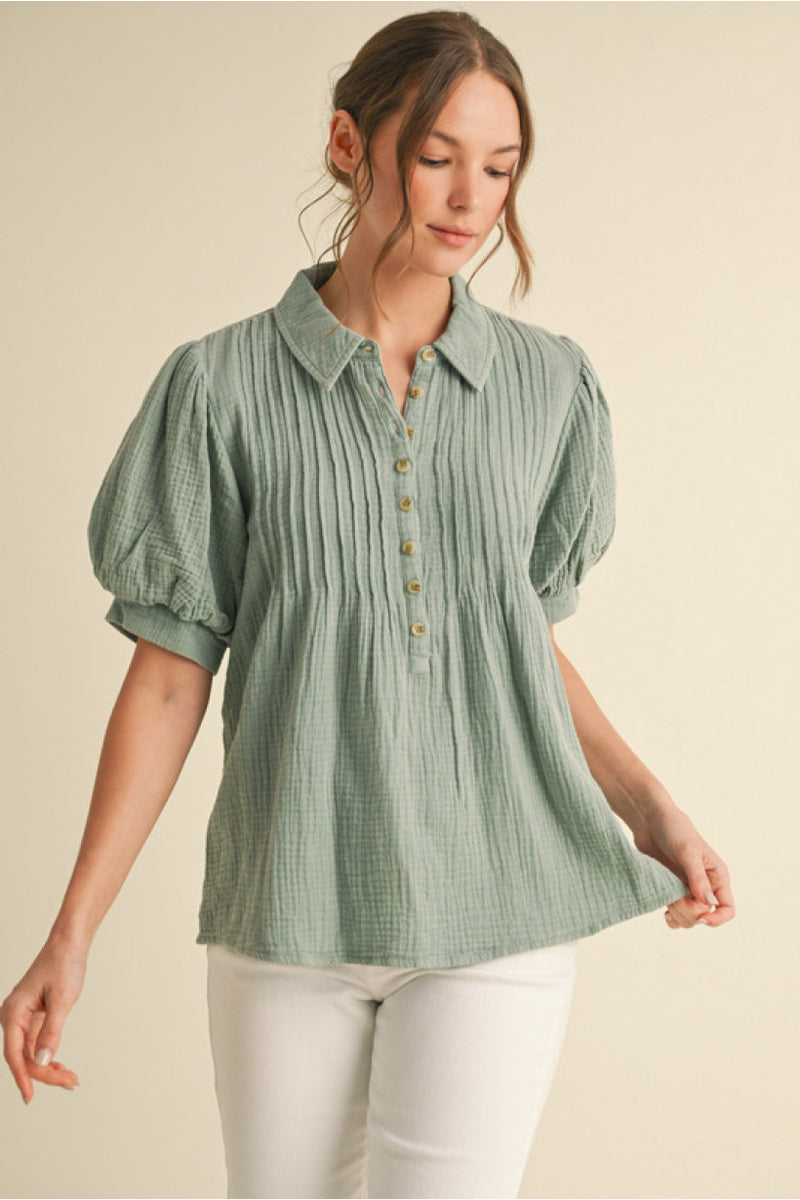 Sage Gauze Top