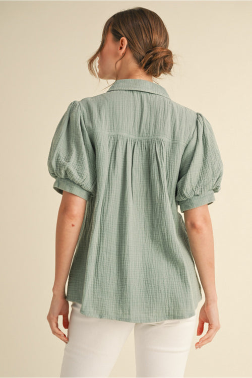 Sage Gauze Top