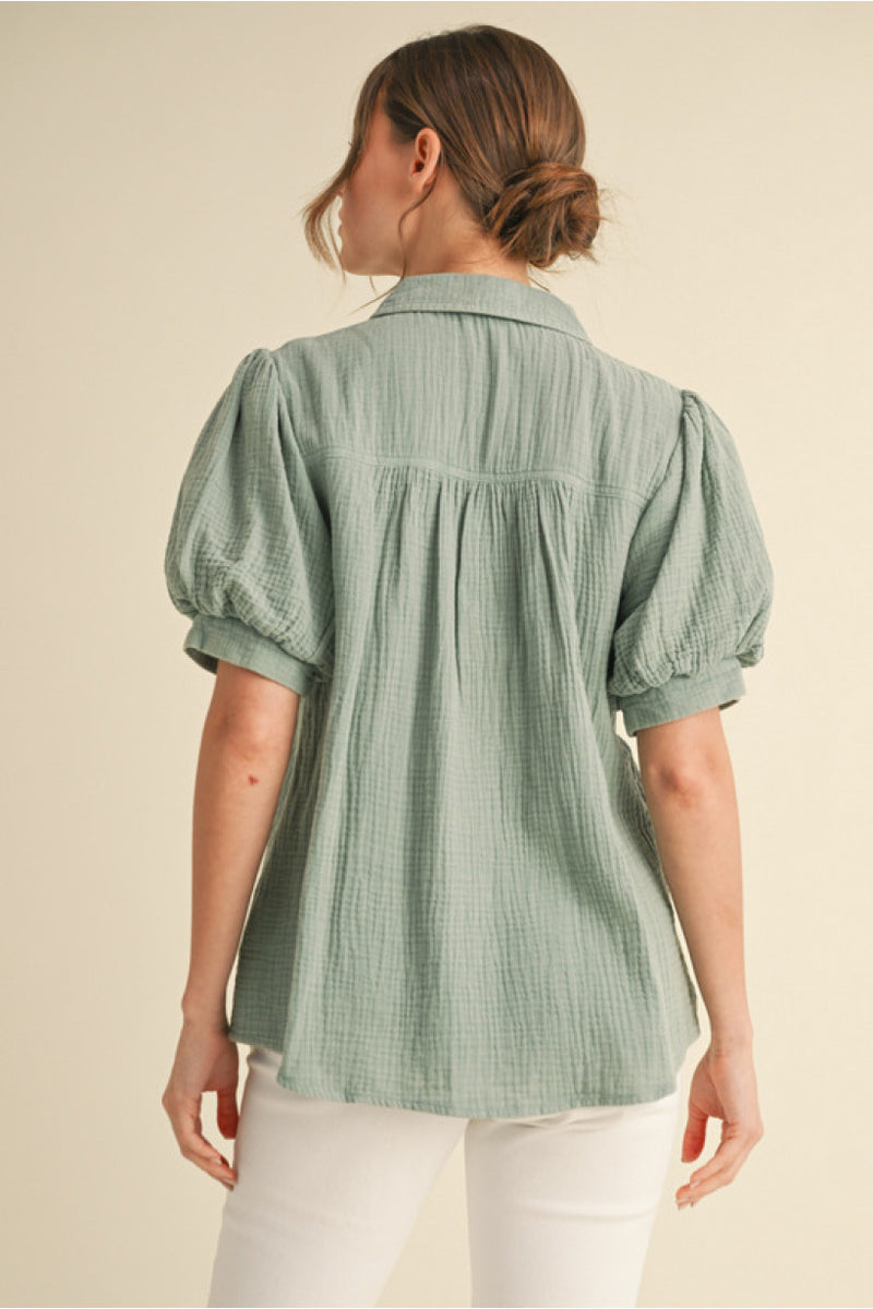 Sage Gauze Top