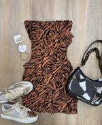 Tiger Print Ruffle Mini Dress