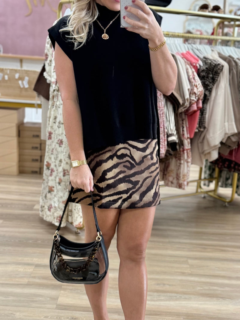 Suede Animal Print Skirt
