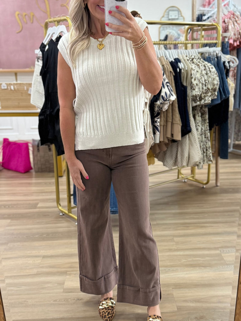 Brown Wide Leg Denim
