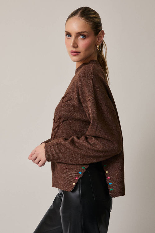 PEACE & JOY Brown Sweater
