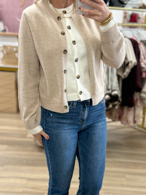 Oatmeal Layered Cardigan