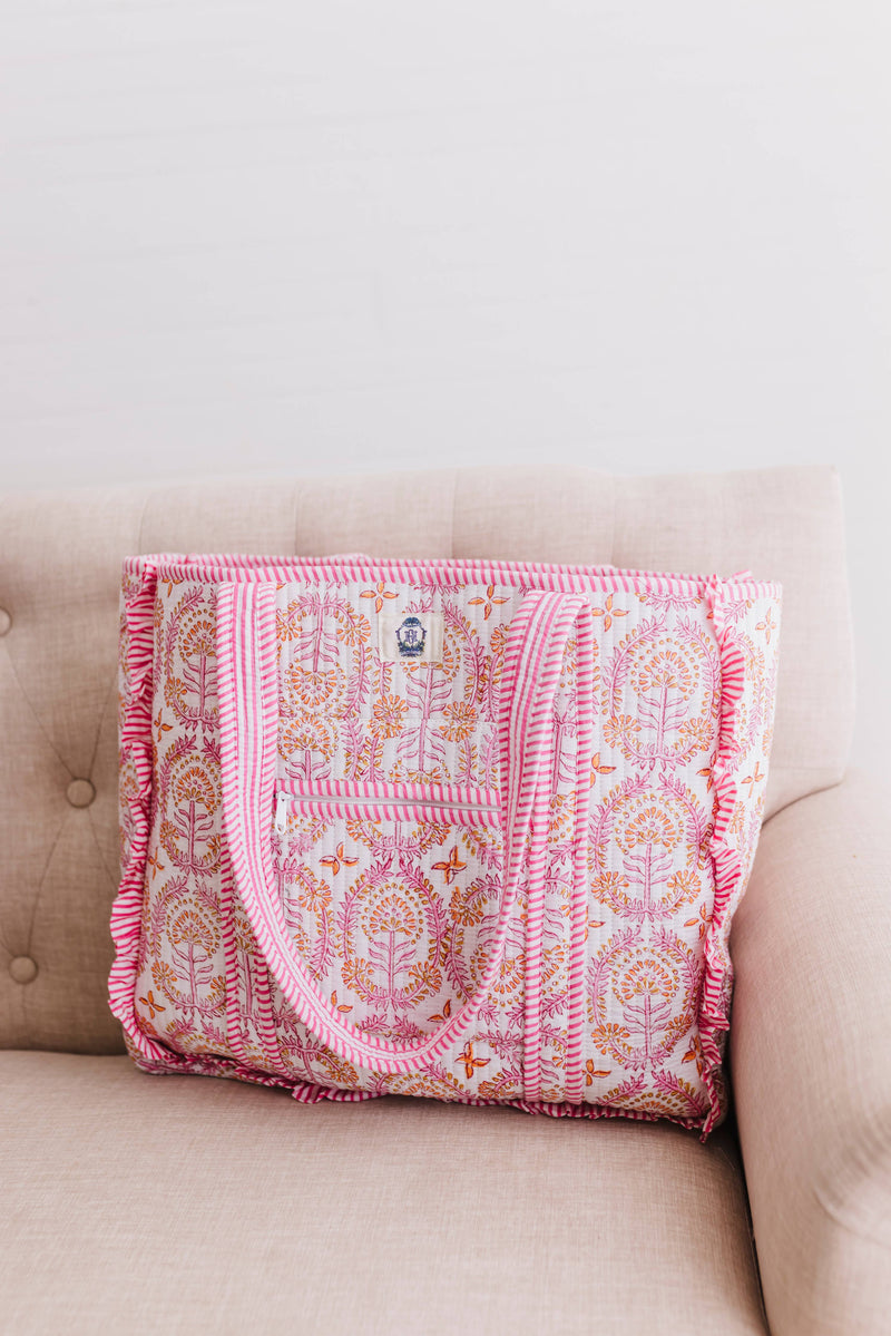 Dahlia Large Quilted Ruffle Tote