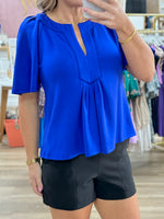 Royal Blue Fluttler Sleeve Top