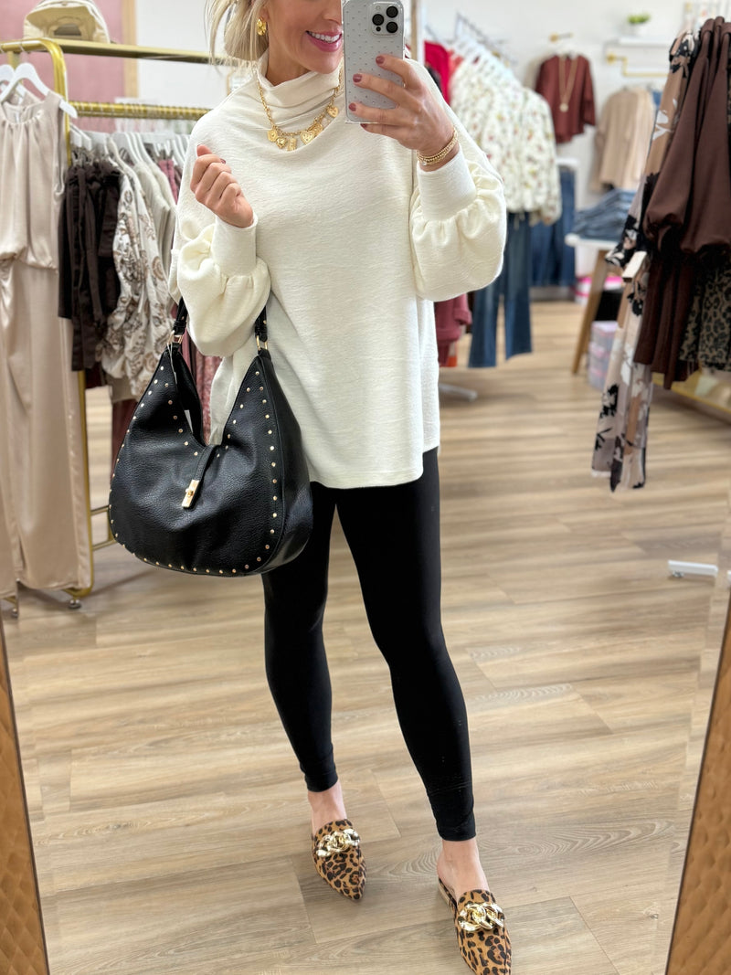 Mock Neck Solid Sweater