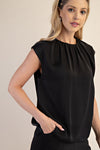 Satin Top w/Pleated Neckline