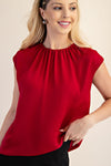 Satin Top w/Pleated Neckline