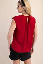 Satin Top w/Pleated Neckline