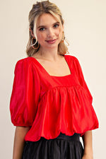 Red Bubble Hem Top