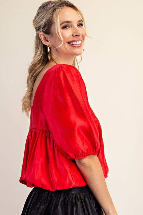 Red Bubble Hem Top