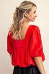 Red Bubble Hem Top
