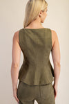 Olive Suede Peplum Set
